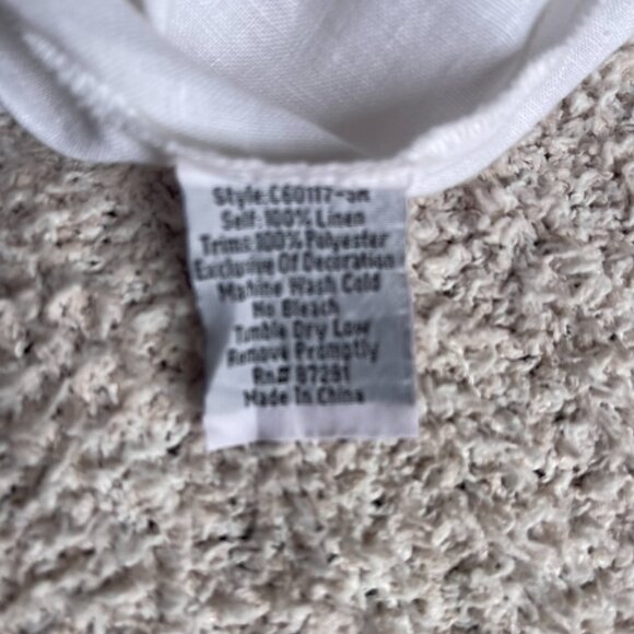 Johnny Was White 100% Linen Embroidered wide leg pants size Large - Picture 4 of 6